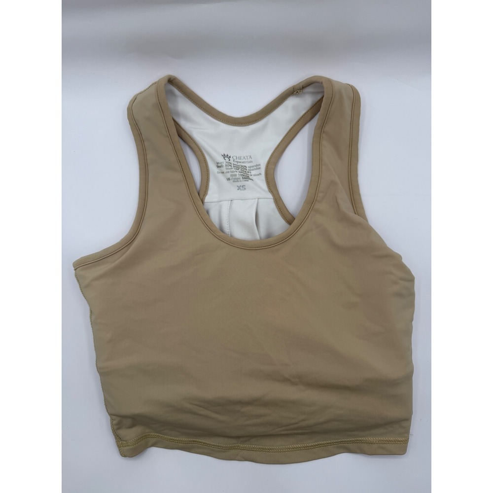 Cheata Equestrian Trotter Sports Bra XS Tan High Impact Compression Racerback